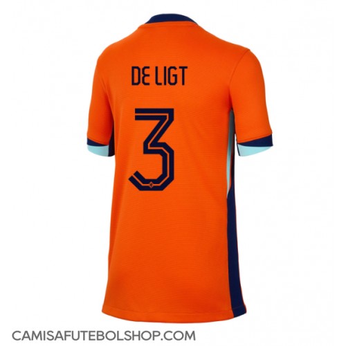 Camisa de time de futebol Holanda Matthijs de Ligt #3 Replicas 1º Equipamento Feminina Europeu 2024 Manga Curta